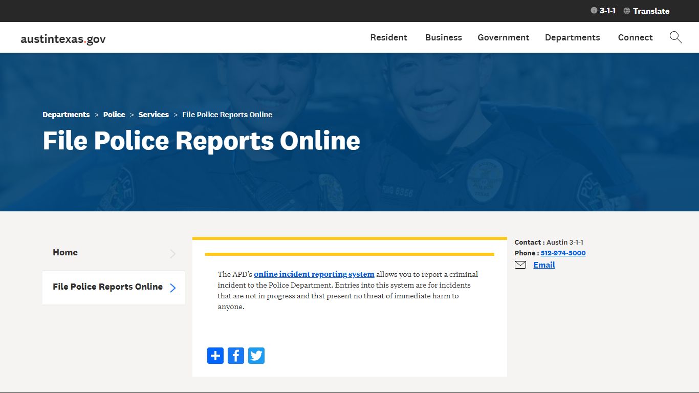 File Police Reports Online | AustinTexas.gov